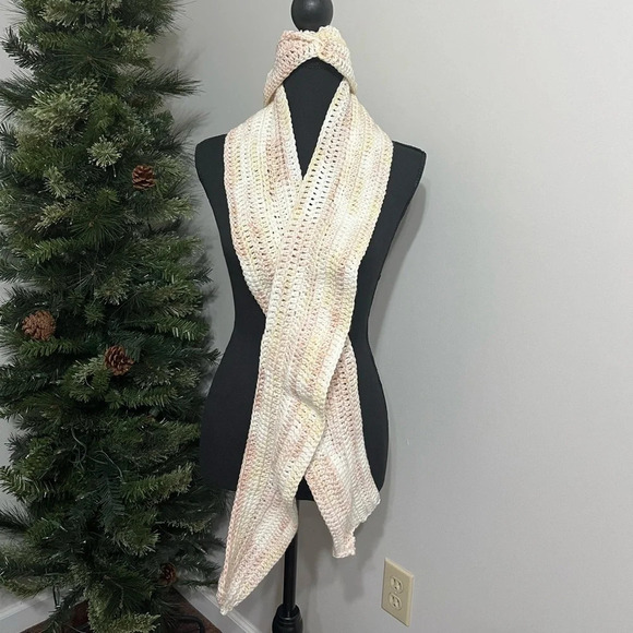 Knana Knots Accessories - NWT Handmade, crocheted winter weather set. Round scarf, headband, and mittens.